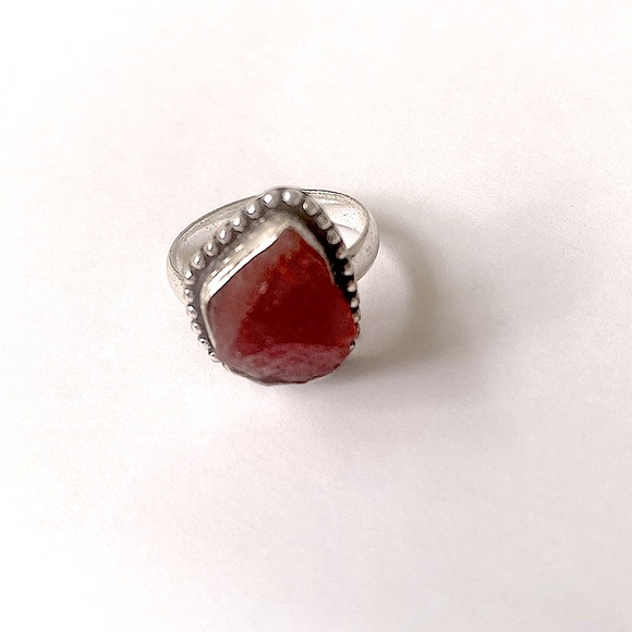 Jewelry - 3/4 inch rough Carnelian 925 marked ring size 7